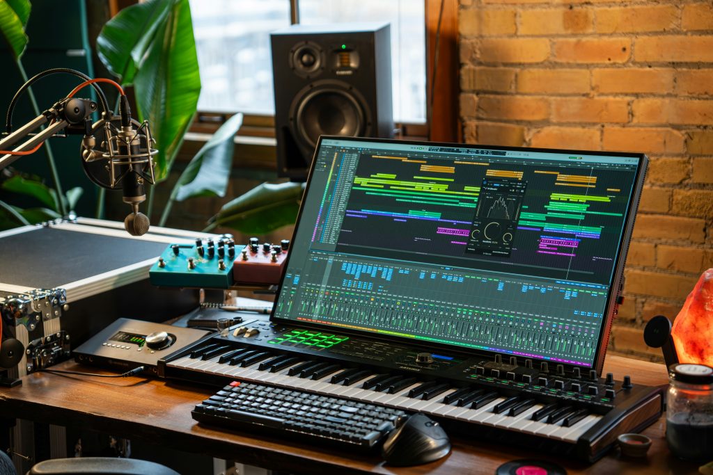 Bristol music producer Miri producing a track